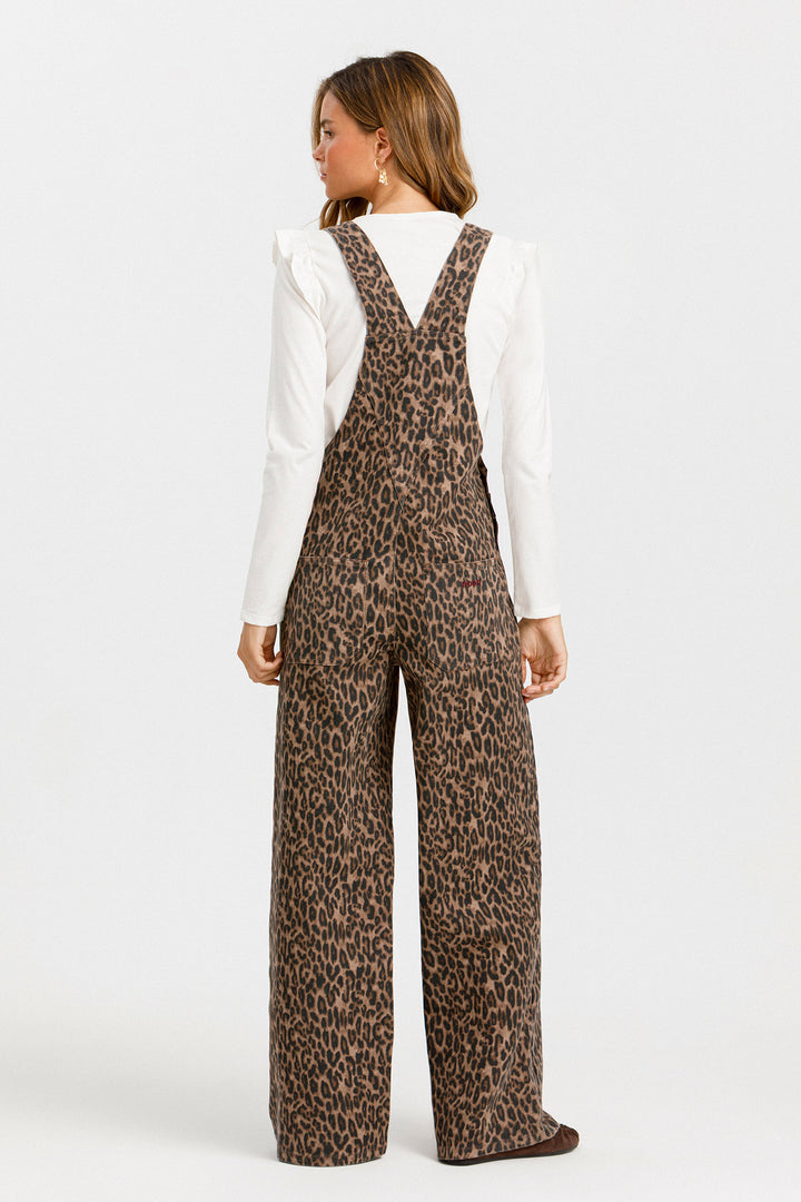 LEOPARD RELAXED FIT DUNGAREES