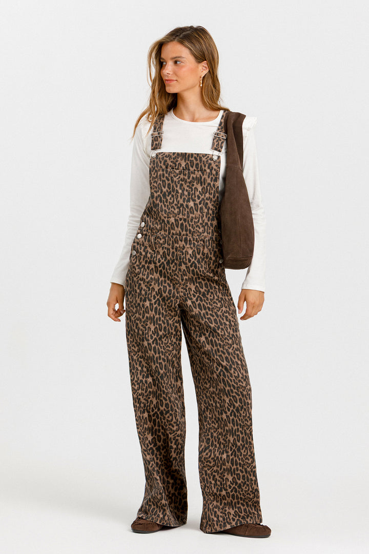 LEOPARD RELAXED FIT DUNGAREES
