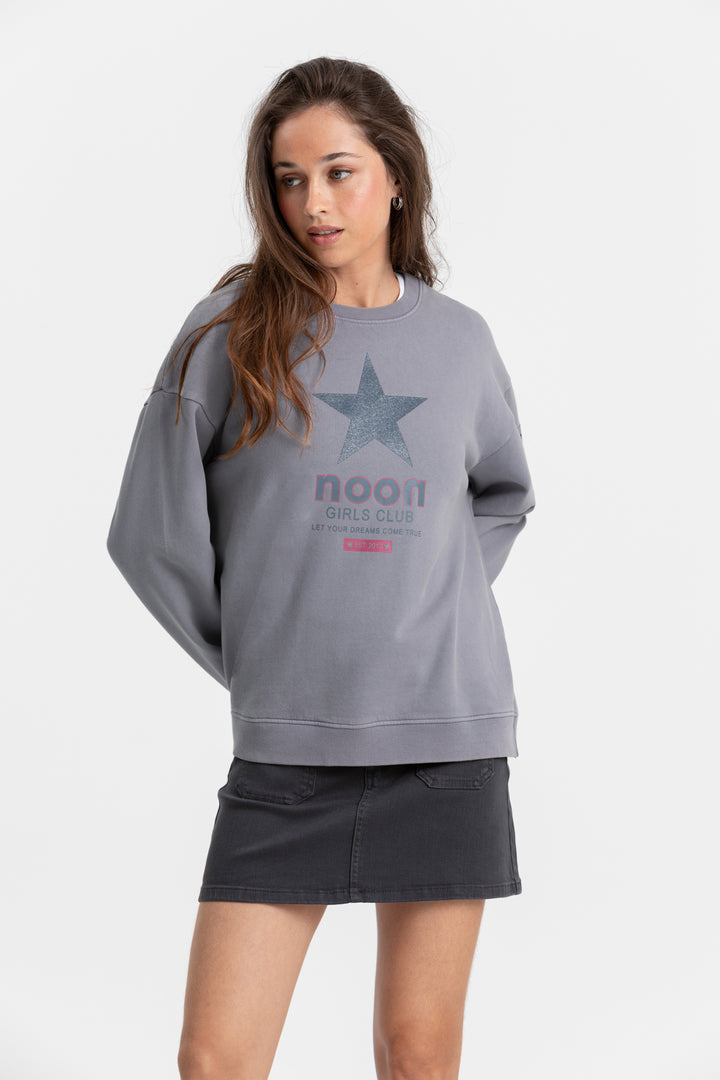 SUDADERA PRINT GLITTER ESTRELLA