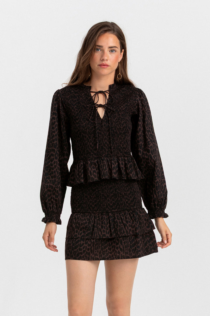 TOP FRUNCIDO LEOPARDO