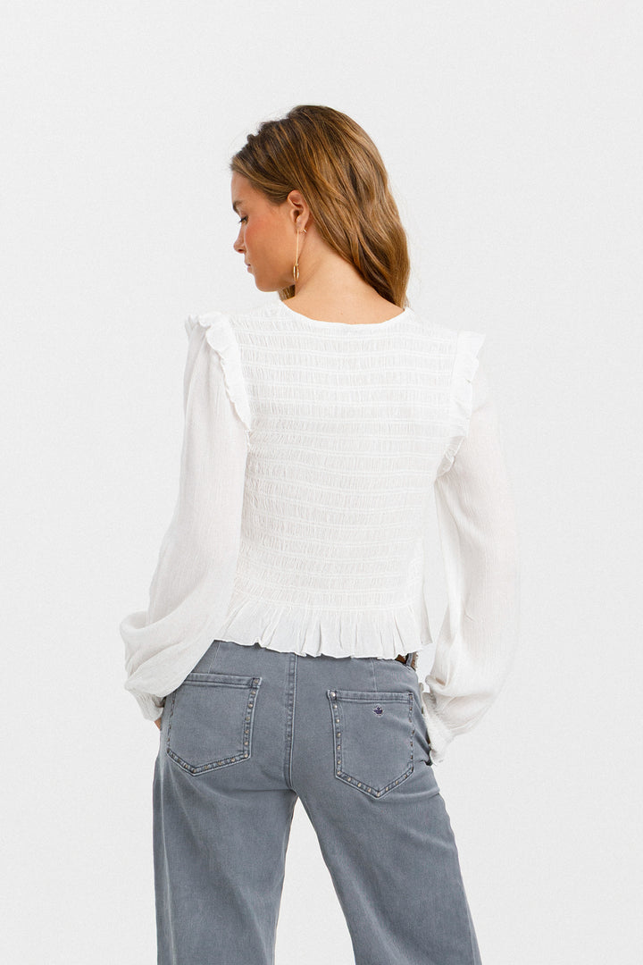 RUFFLED GATHERED TOP