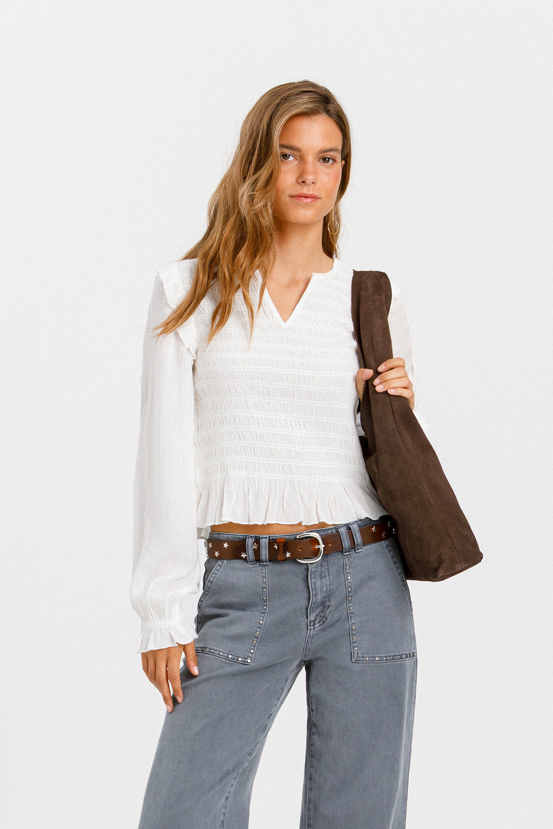 RUFFLED GATHERED TOP