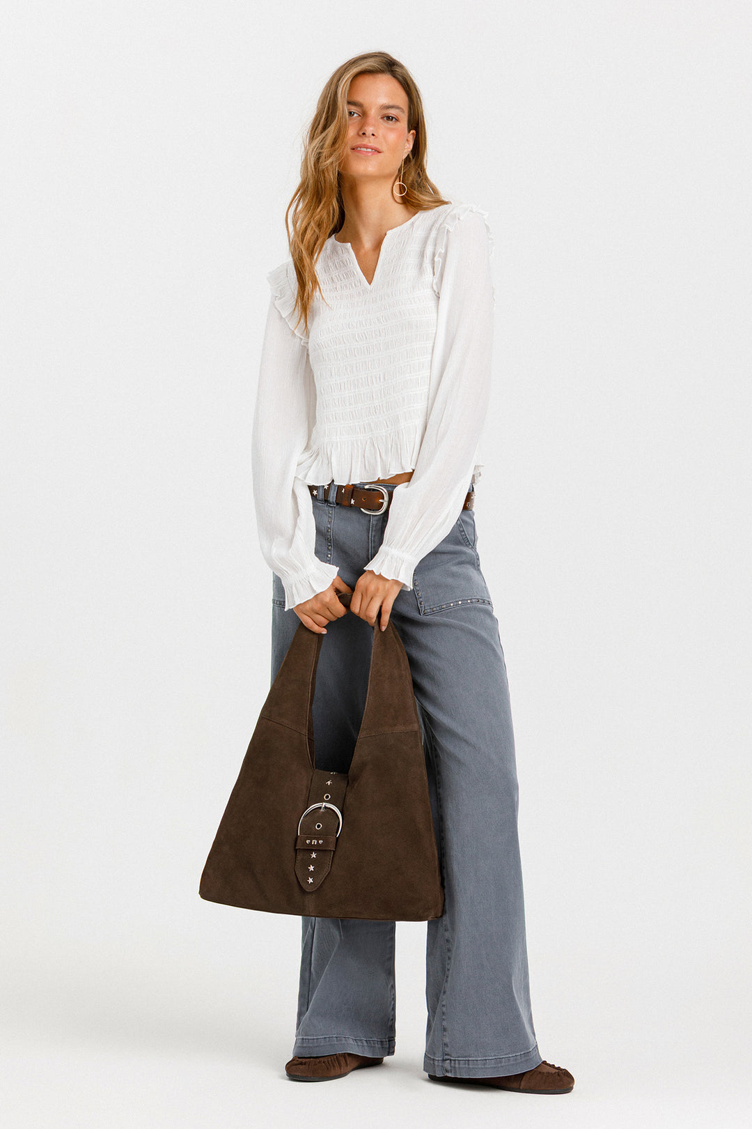 RUFFLED GATHERED TOP