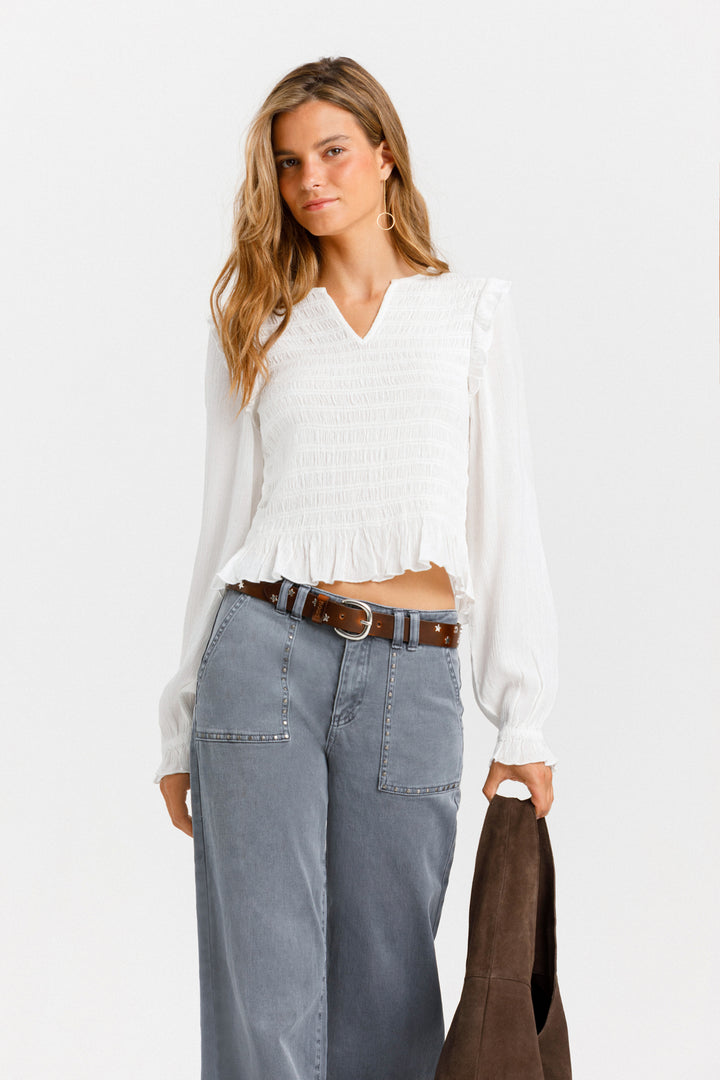 RUFFLED GATHERED TOP