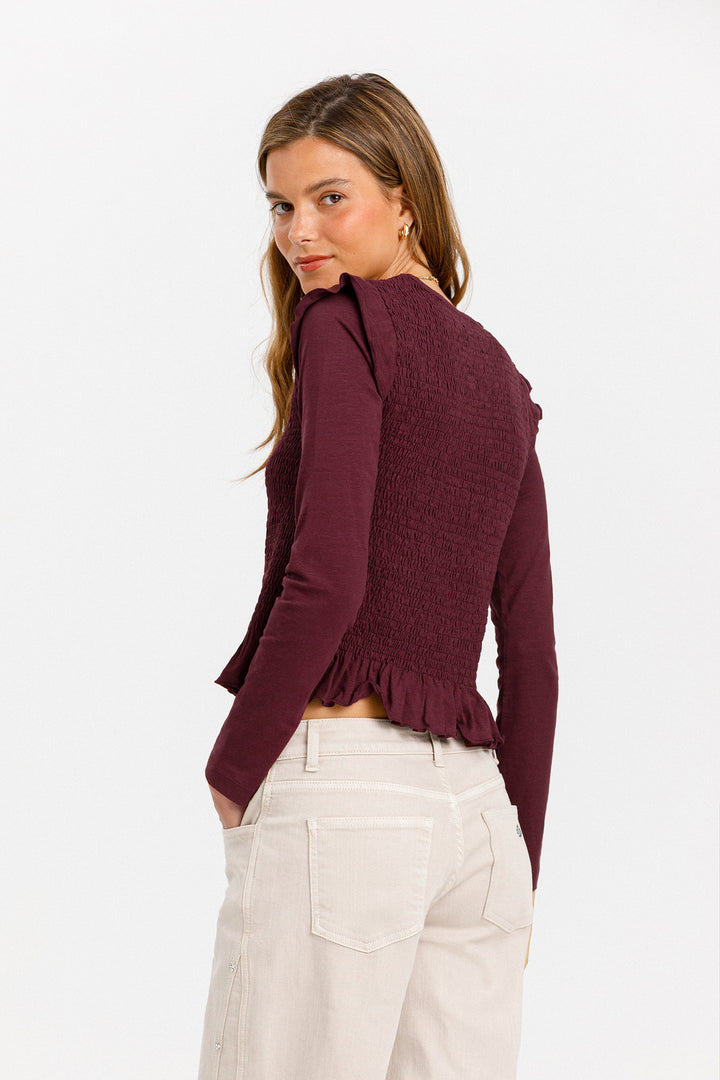 SMOCKED FLOUNCE TOP