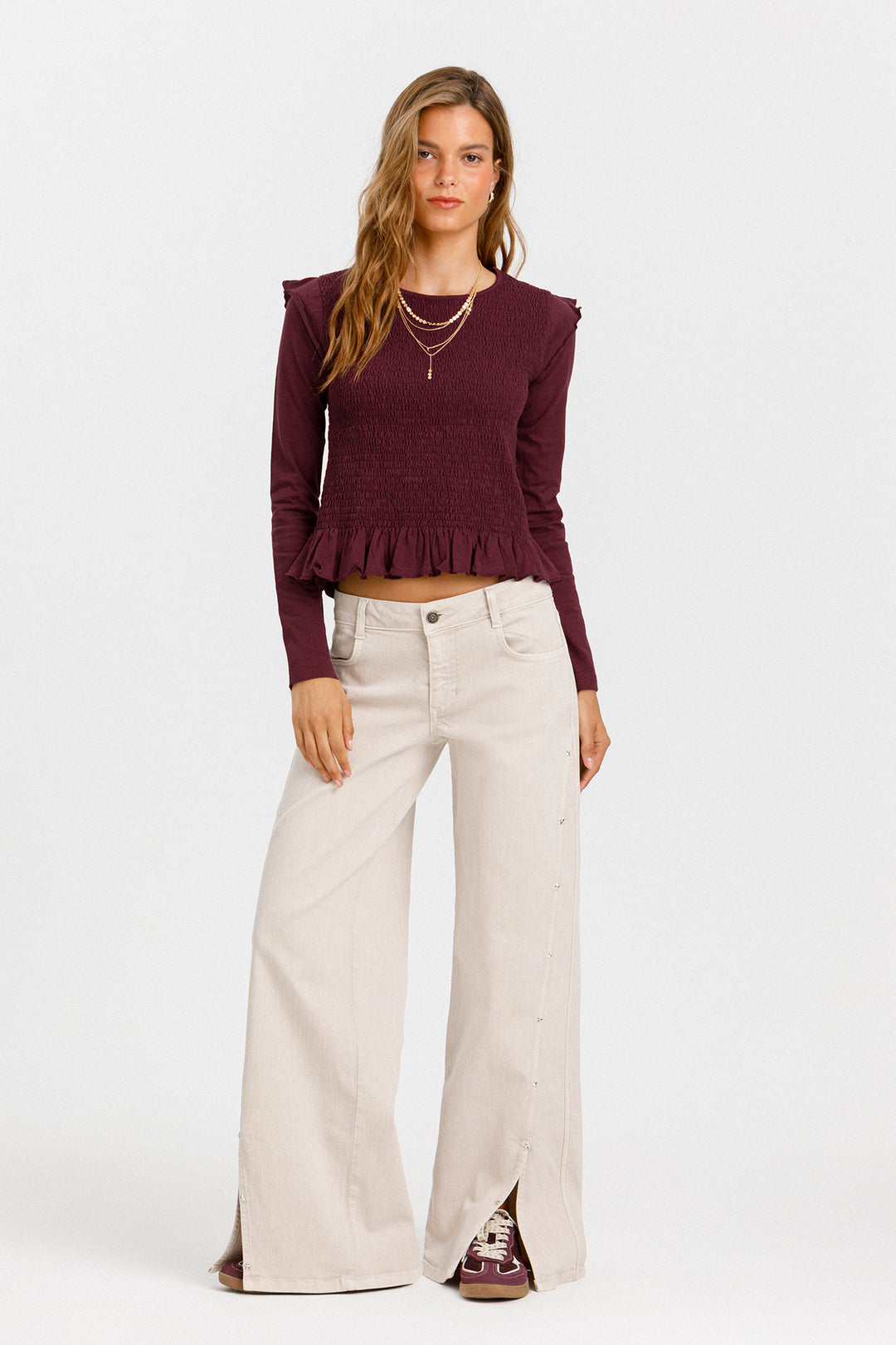 SMOCKED FLOUNCE TOP