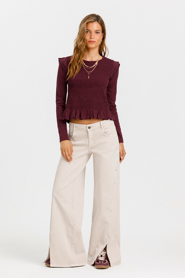 SMOCKED FLOUNCE TOP