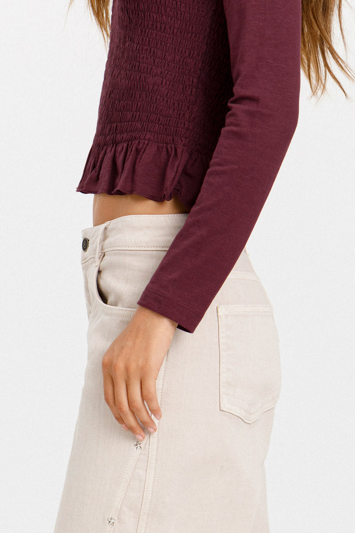 SMOCKED FLOUNCE TOP