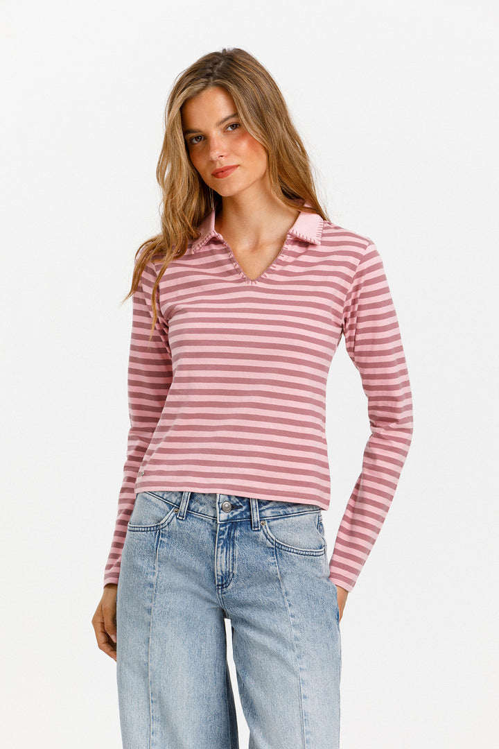 TOP POLO RAYAS BORDADO