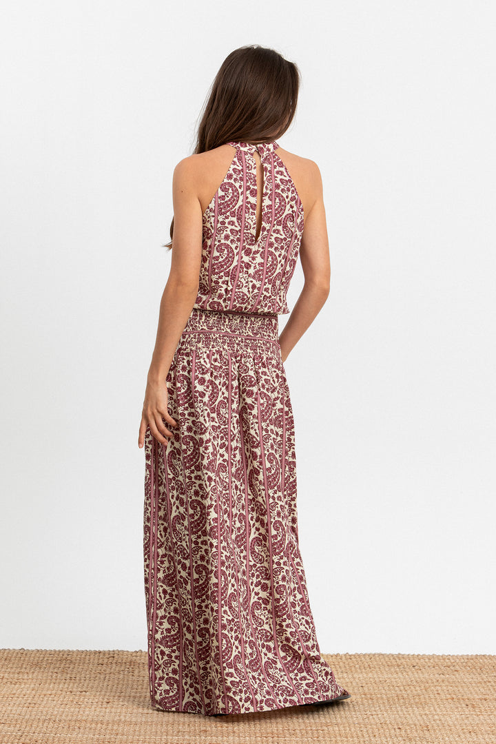 VESTIDO MIDI HALTER RAYAS
