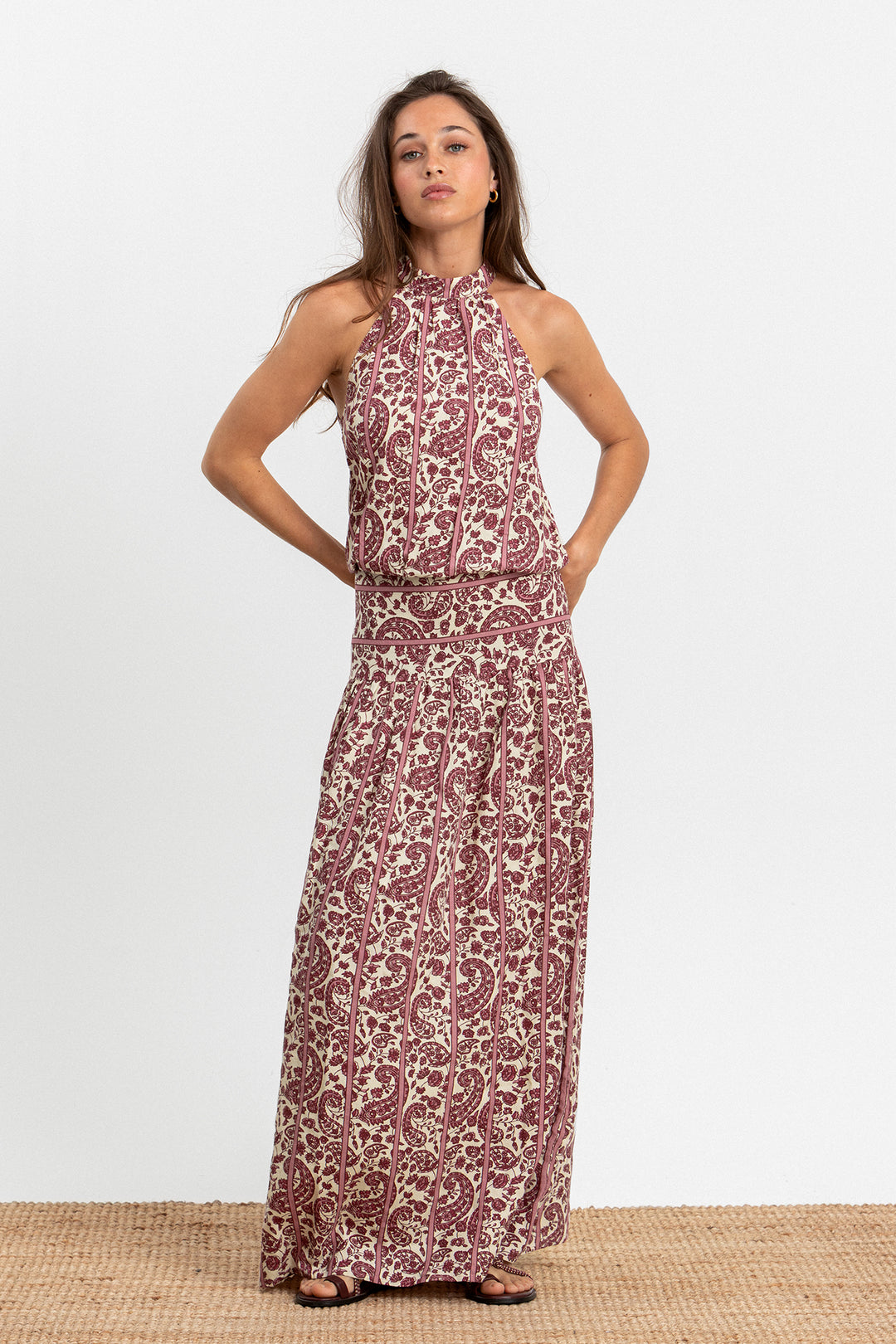 VESTIDO MIDI HALTER RAYAS