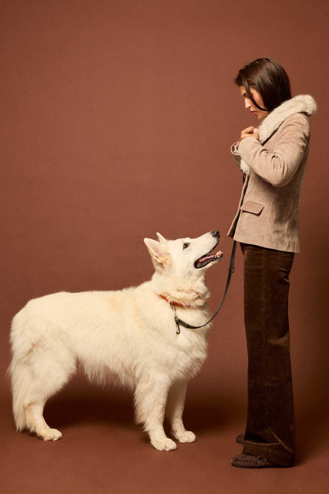 SUEDE JACKET WITH FUR COLLAR