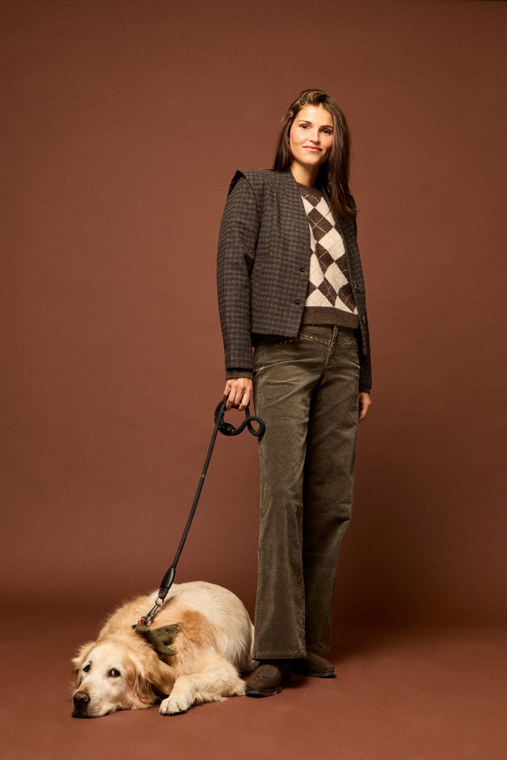 PLAID PADDED-SHOULDER JACKET