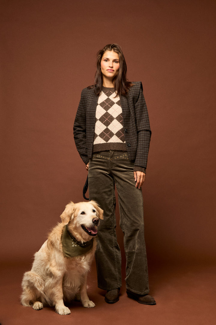 PLAID PADDED-SHOULDER JACKET