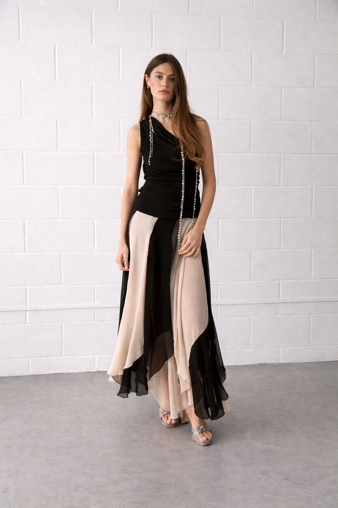 CARLA CONTRAST MIDI SKIRT