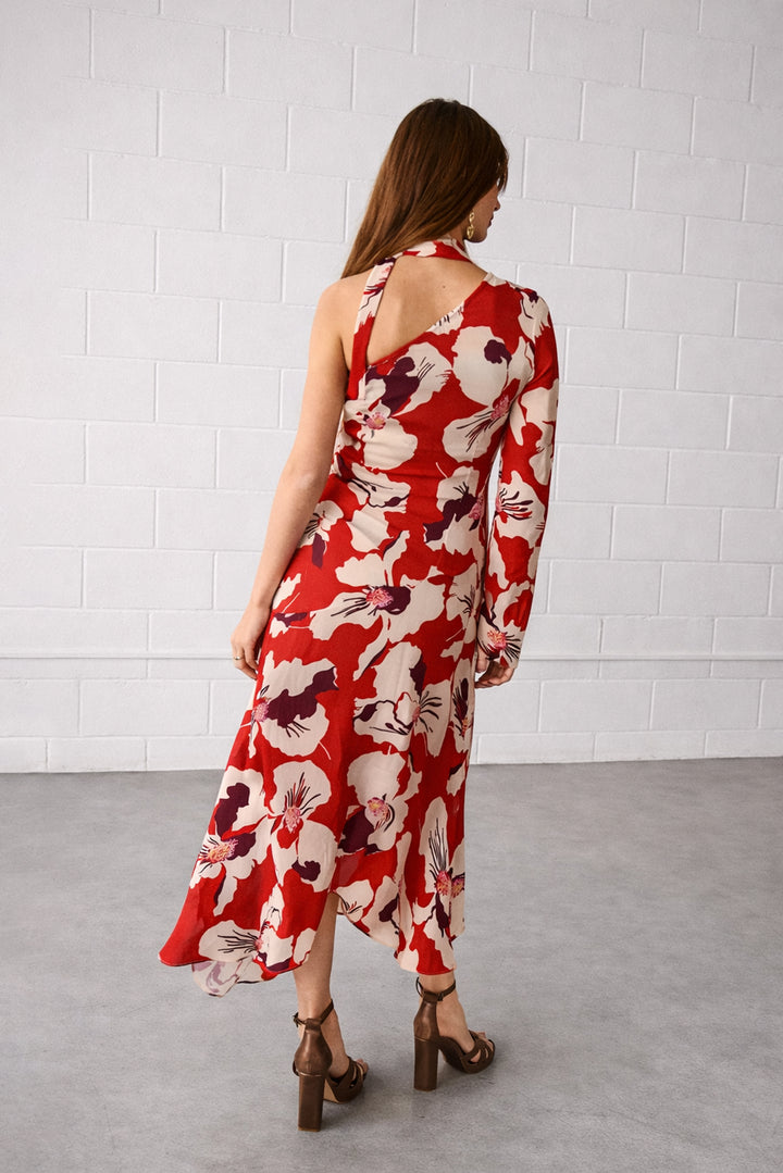 VESTIDO MIDI ASIMETRICO ARIEL