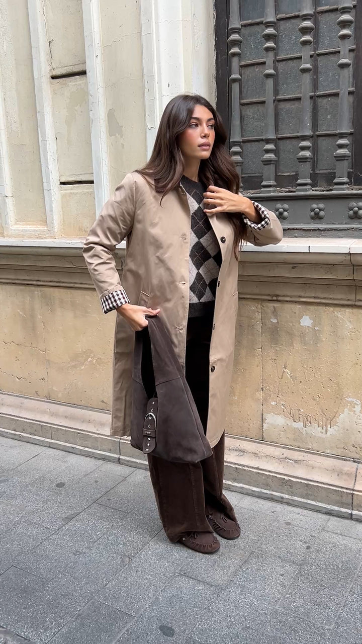 GABARDINA LARGA CUELLO PANA