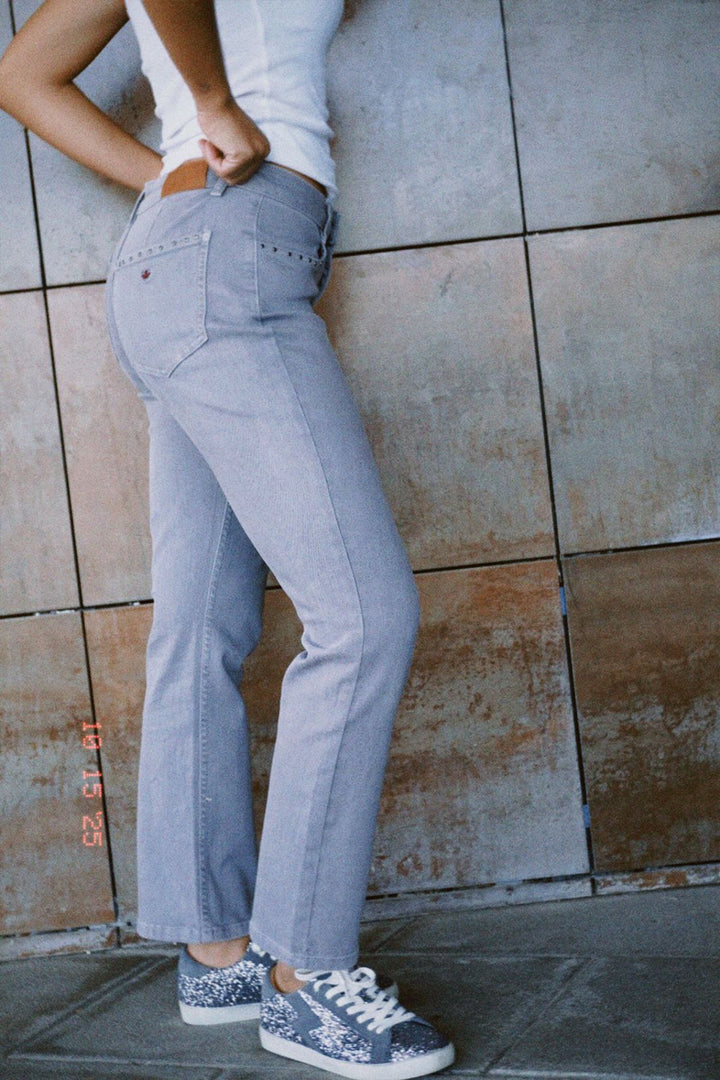 Cropped flared jeans with studs