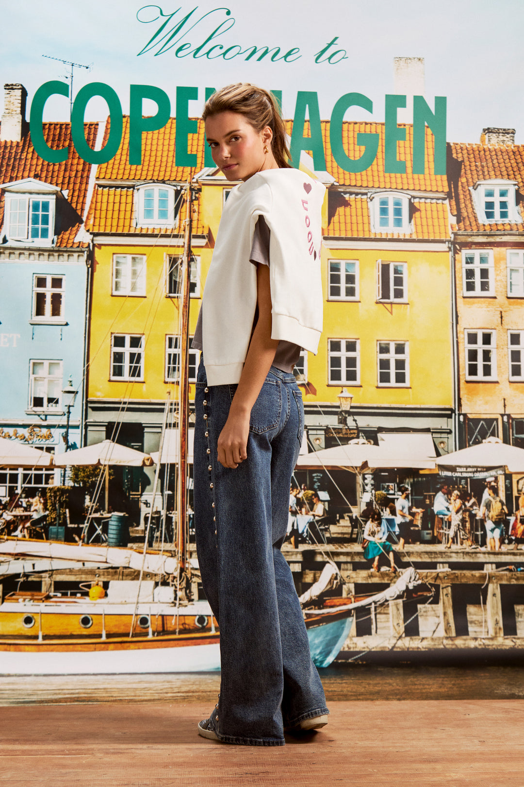 STUDDED MAXI DENIM JEANS