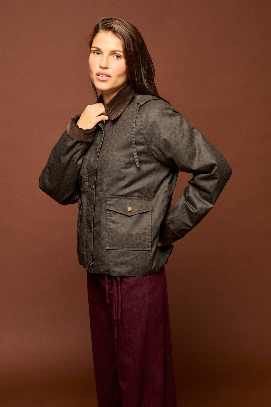 WATERPROOF PARKA LEOPARD HOOD