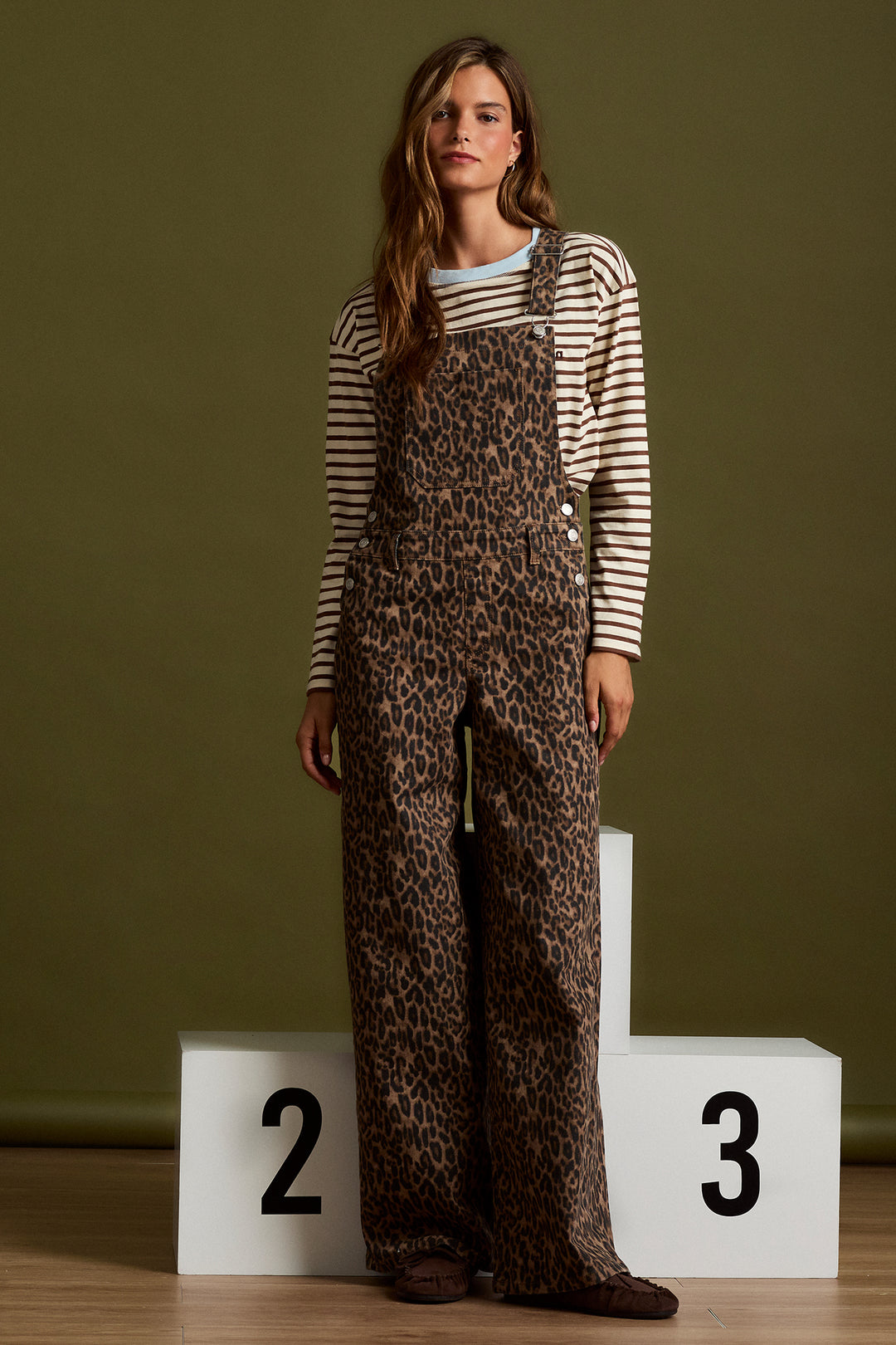 LEOPARD RELAXED FIT DUNGAREES