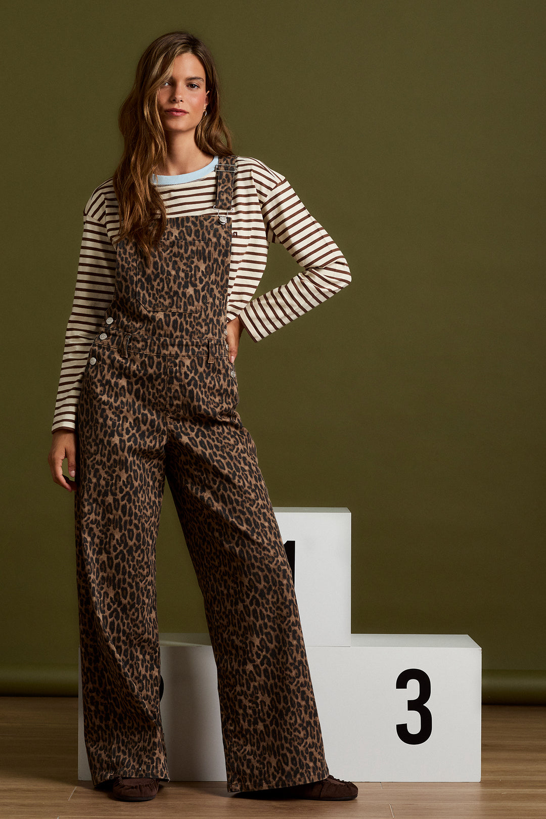 LEOPARD RELAXED FIT DUNGAREES