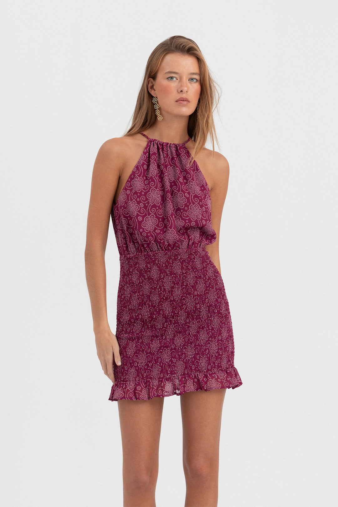 VESTIDO MINI HALTER ESTAMPADO