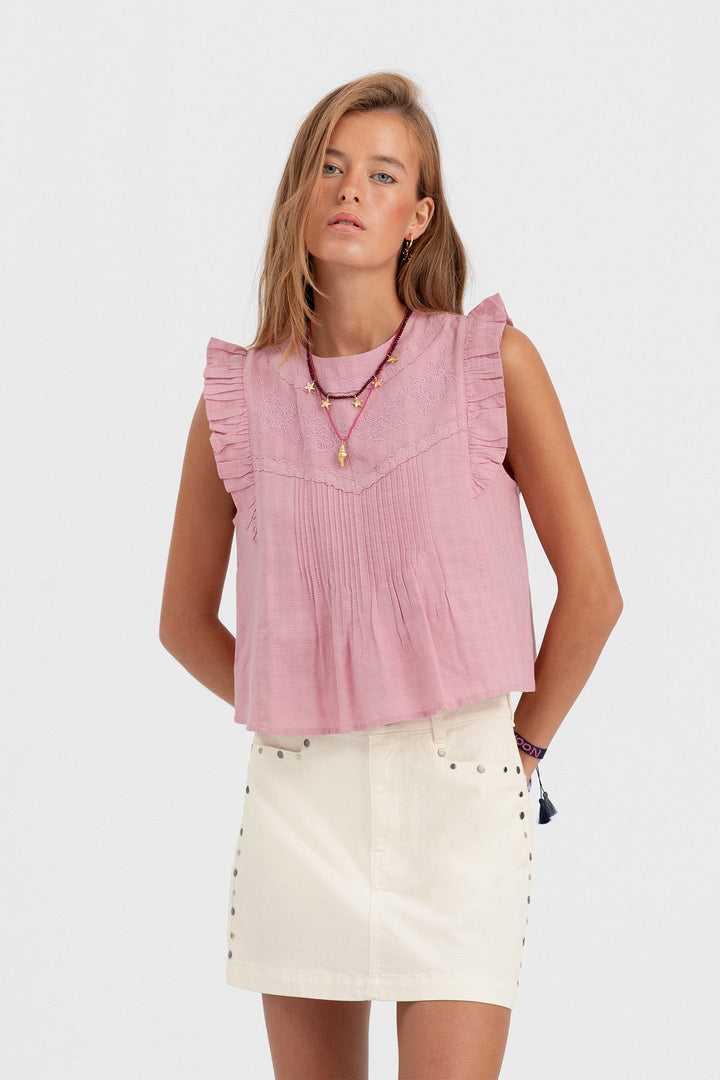 EMBROIDERED BLOUSE WITH STRIPES