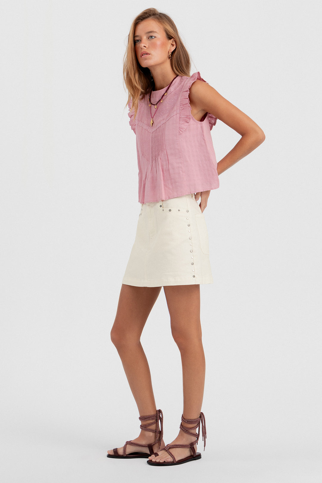 EMBROIDERED BLOUSE WITH STRIPES