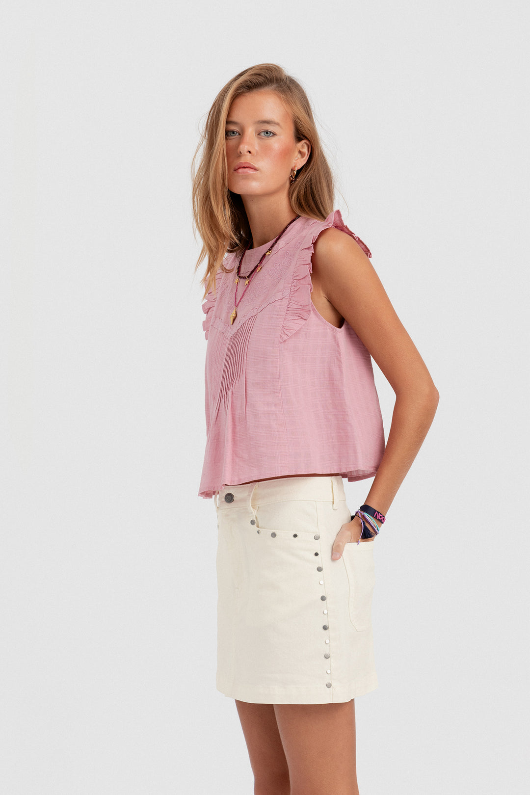 EMBROIDERED BLOUSE WITH STRIPES