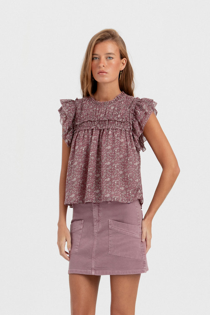 BLUSA FRUNCIDA ESTAMPADA