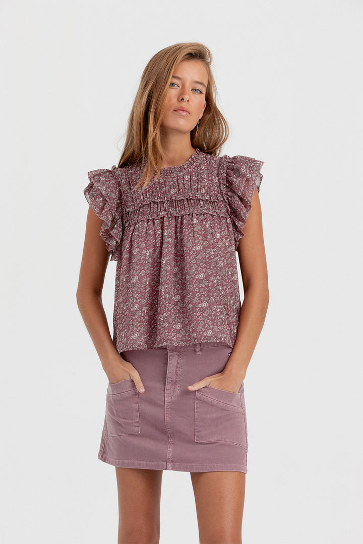BLUSA FRUNCIDA ESTAMPADA