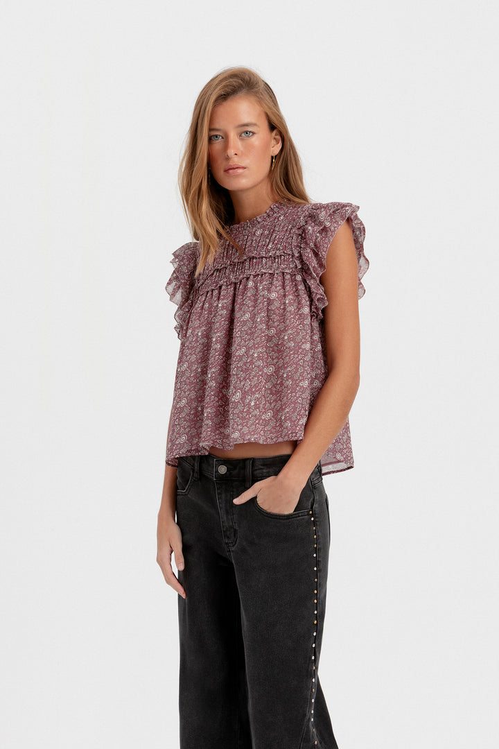 BLUSA FRUNCIDA ESTAMPADA