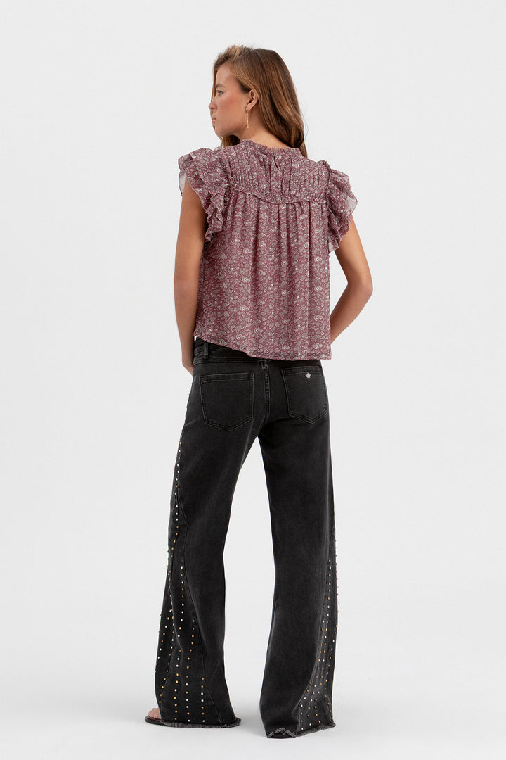 BLUSA FRUNCIDA ESTAMPADA