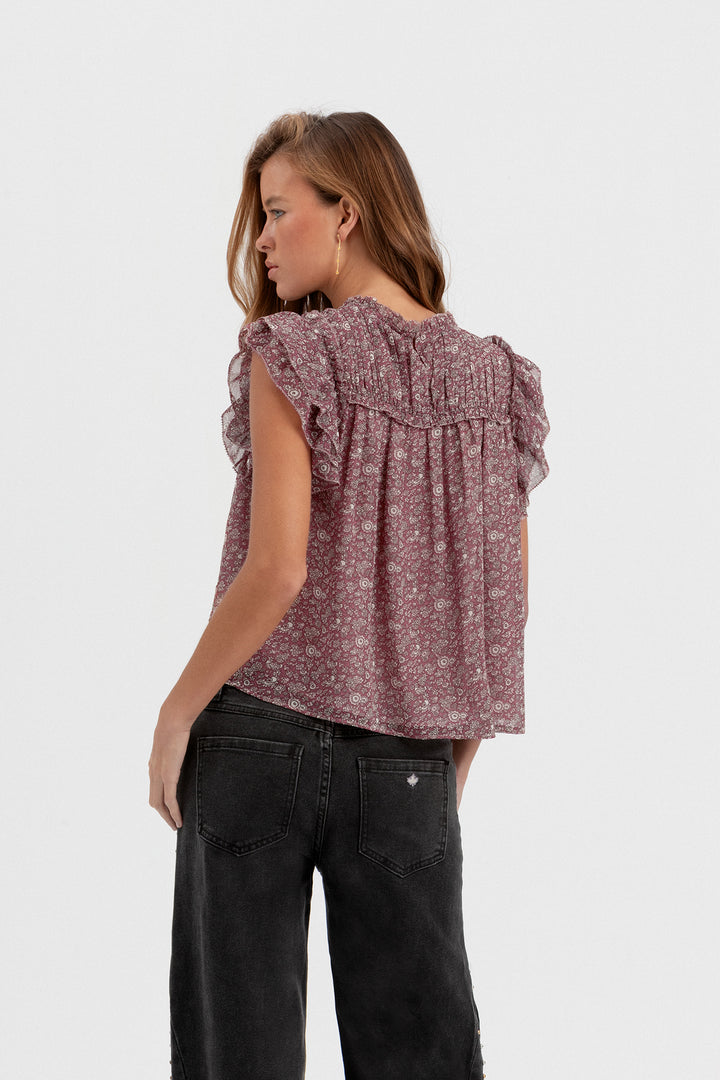 BLUSA FRUNCIDA ESTAMPADA