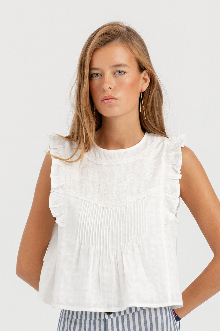 EMBROIDERED BLOUSE WITH STRIPES