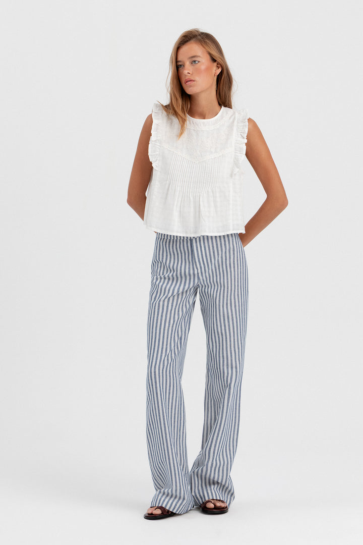 EMBROIDERED BLOUSE WITH STRIPES
