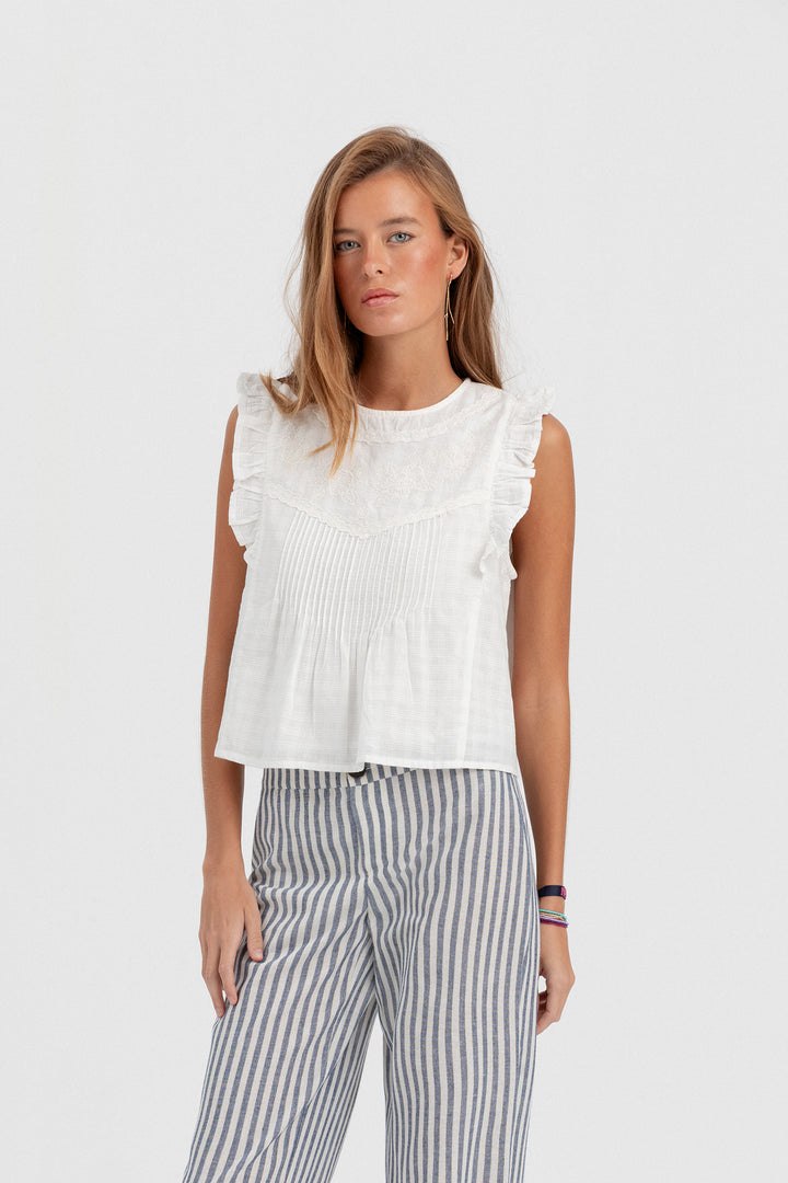 EMBROIDERED BLOUSE WITH STRIPES