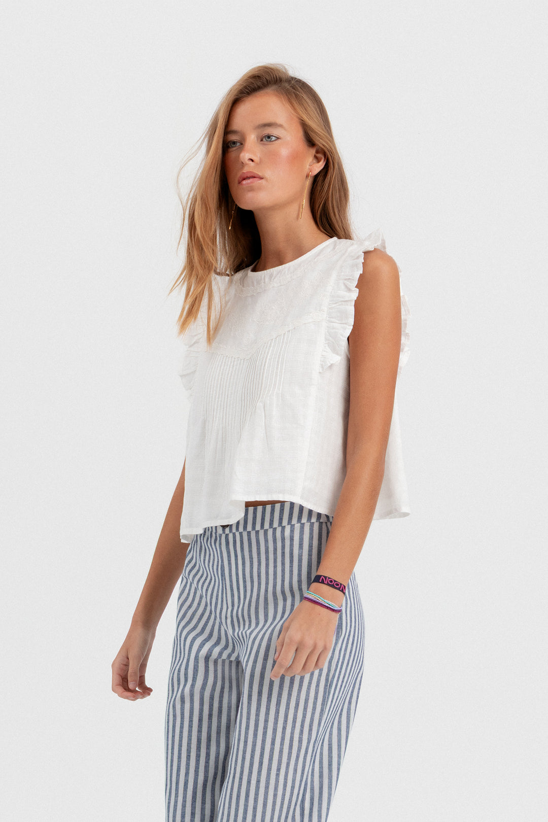 EMBROIDERED BLOUSE WITH STRIPES