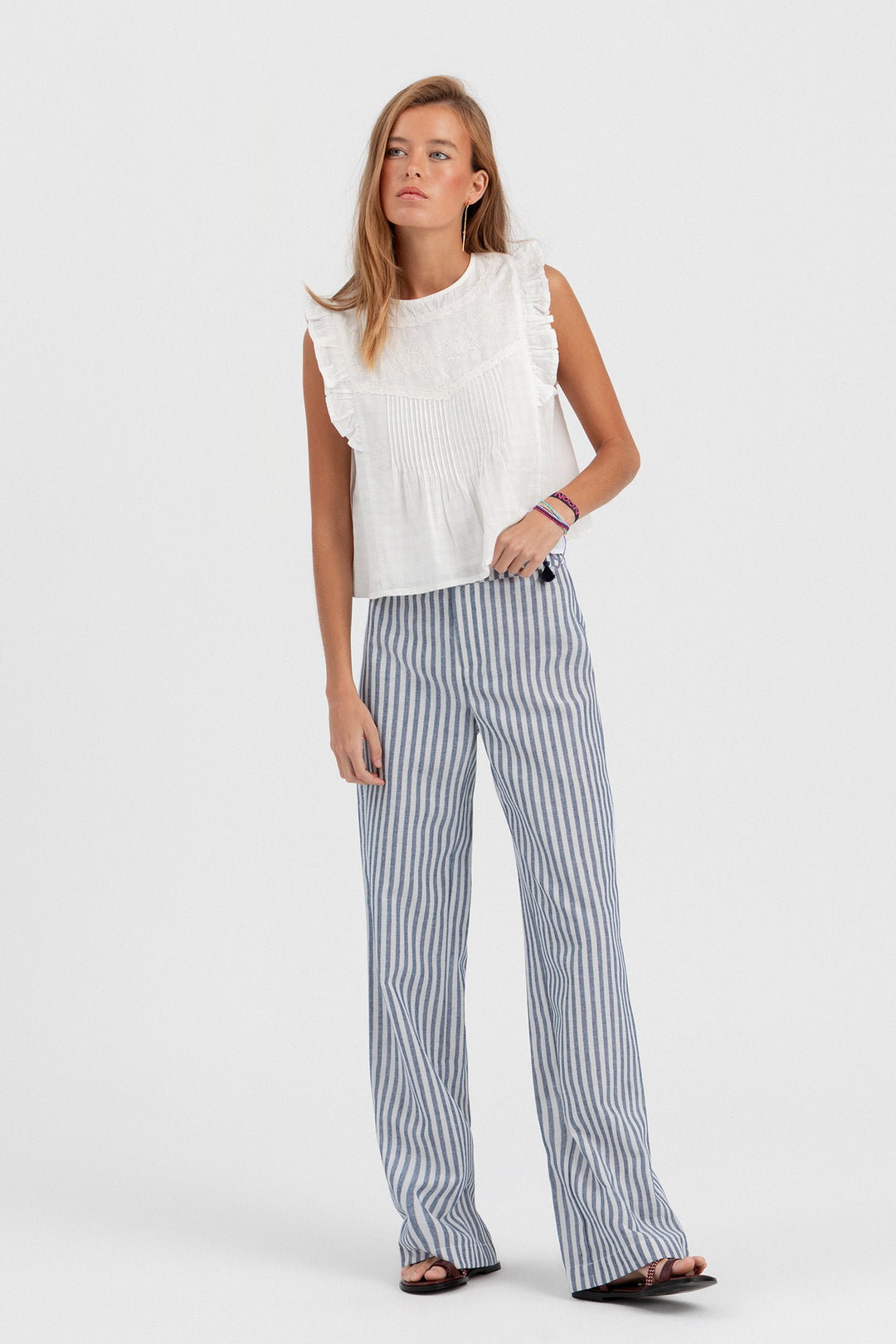 EMBROIDERED BLOUSE WITH STRIPES