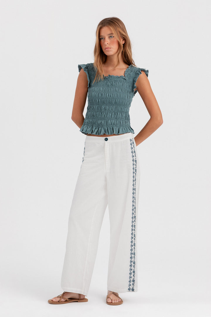 PANTALON BORDADO CONTRASTE