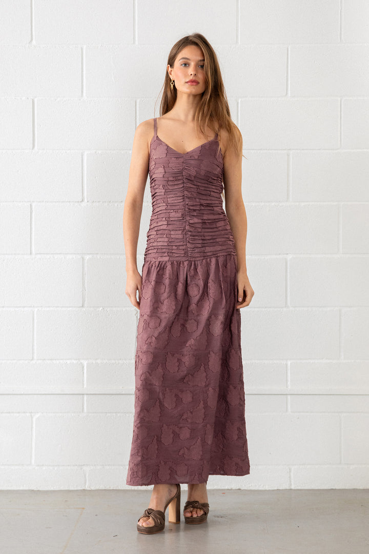 VESTIDO MIDI DRAPEADO ELENA