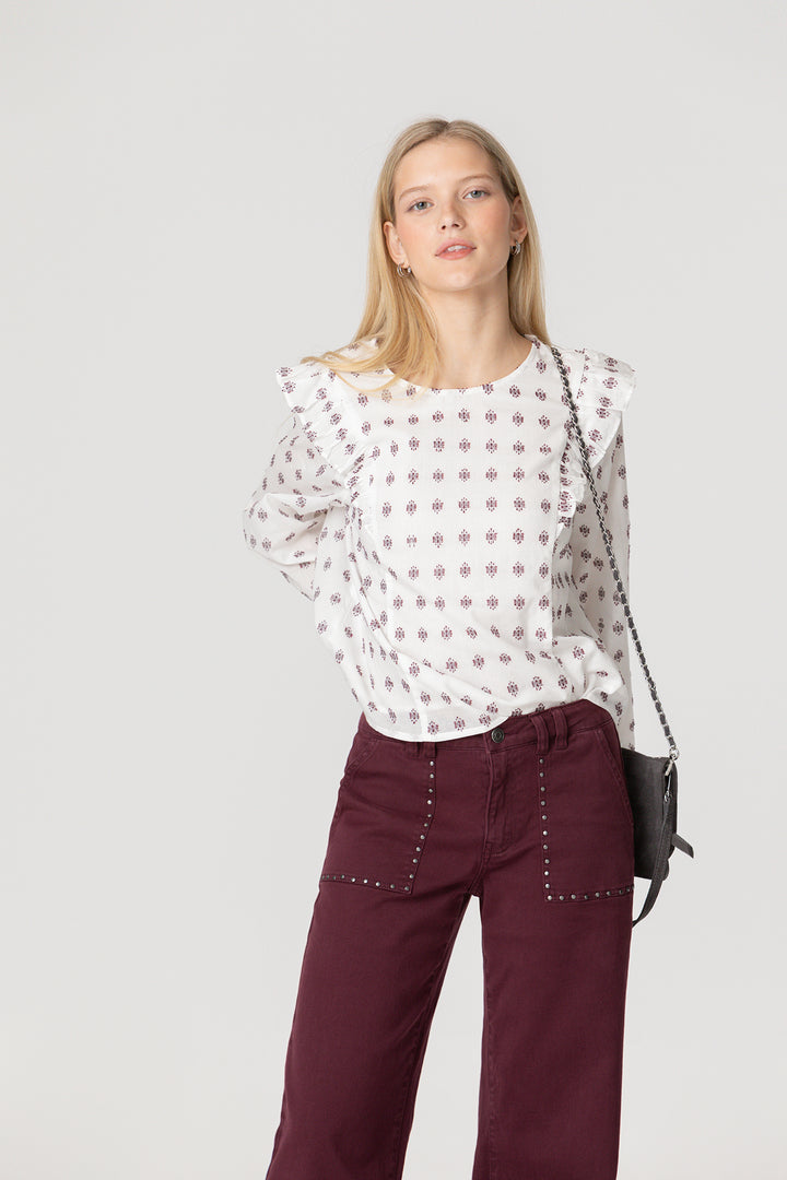 BLUSA BORDADA VOLANTES