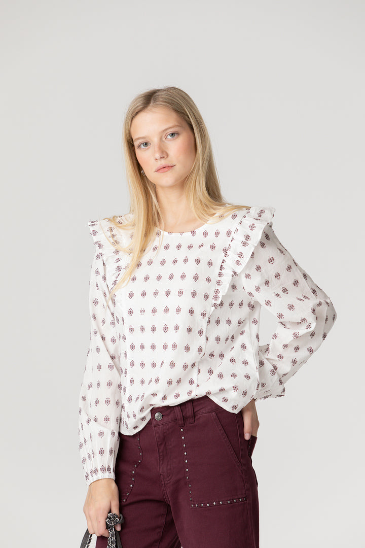 BLUSA BORDADA VOLANTES