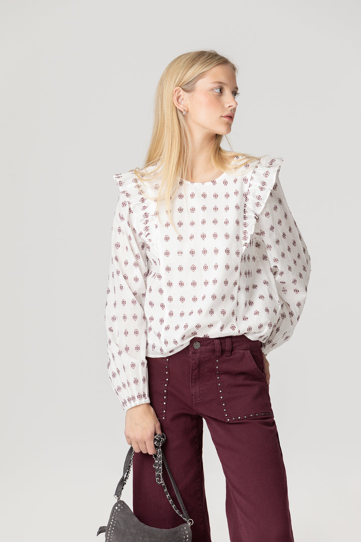 BLUSA BORDADA VOLANTES