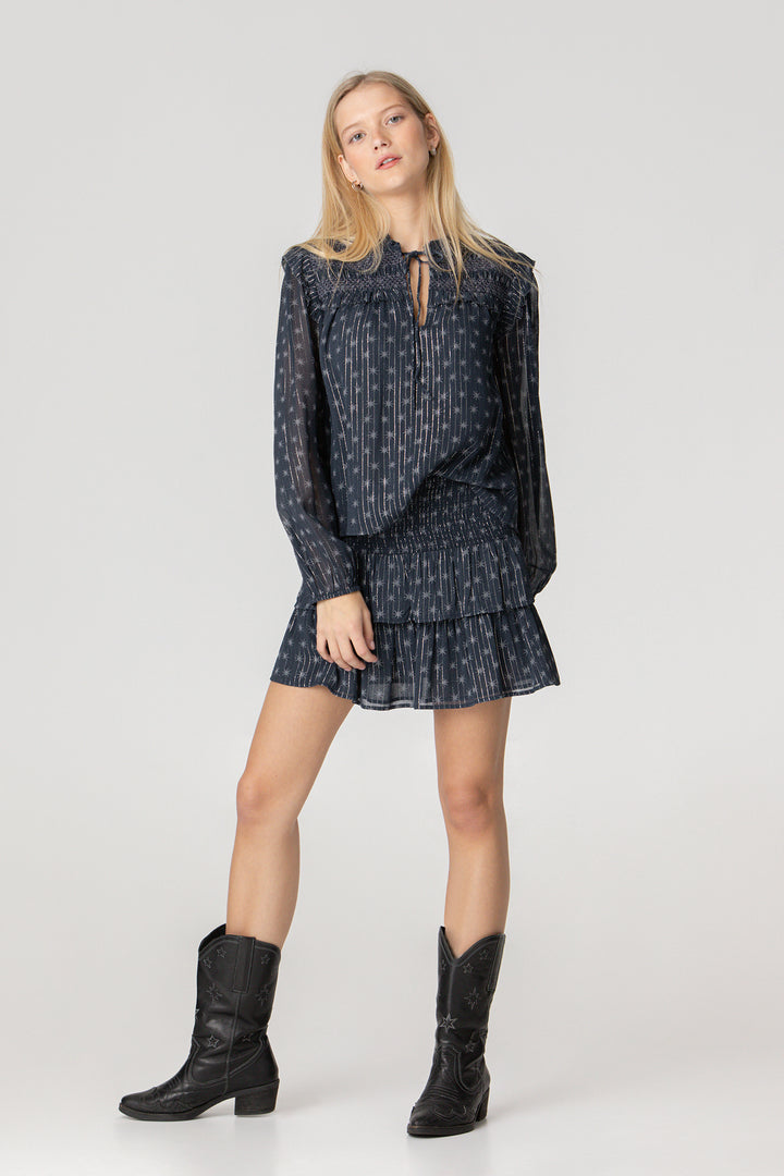 PRINTED BLOUSE WITH GATHERINGS