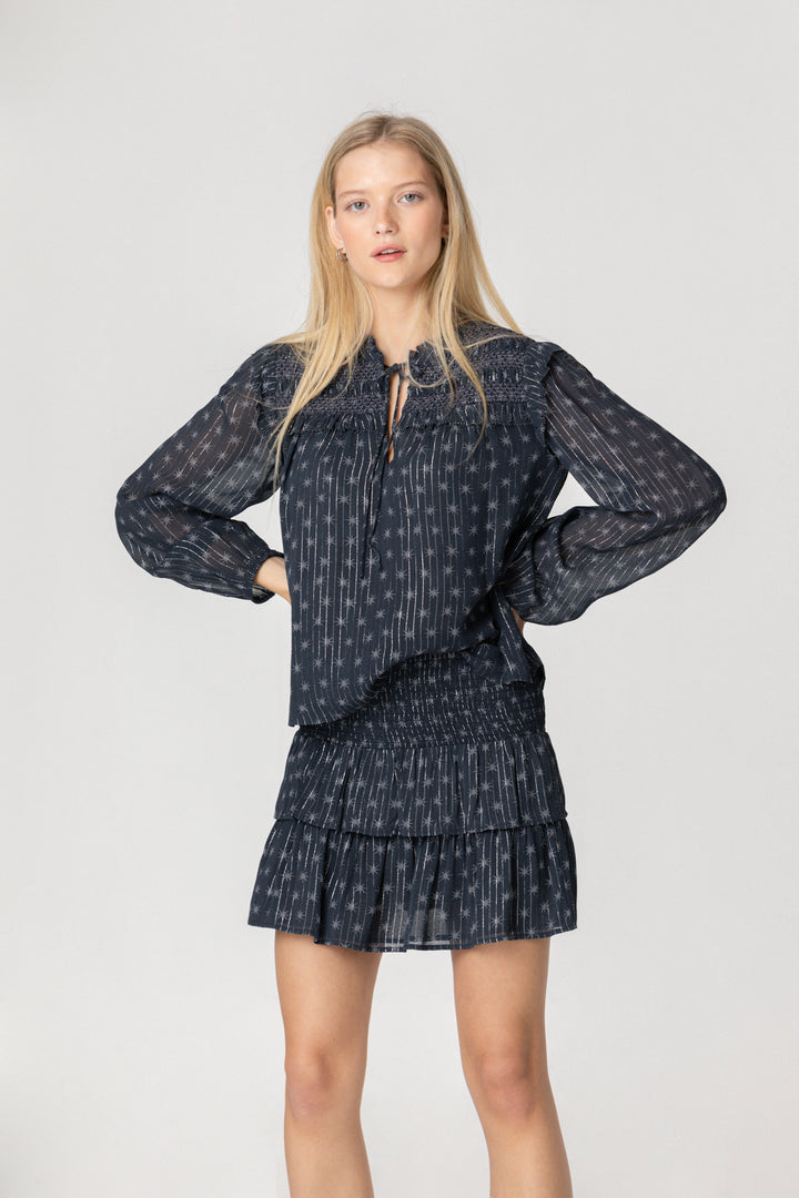 PRINTED BLOUSE WITH GATHERINGS