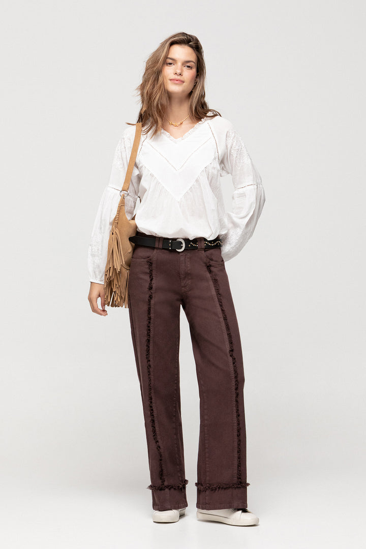 BLUSA FLUIDA MANGAS BORDADAS