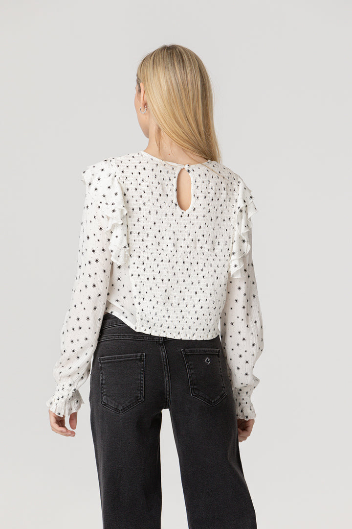 RUFFLED GATHERED BLOUSE