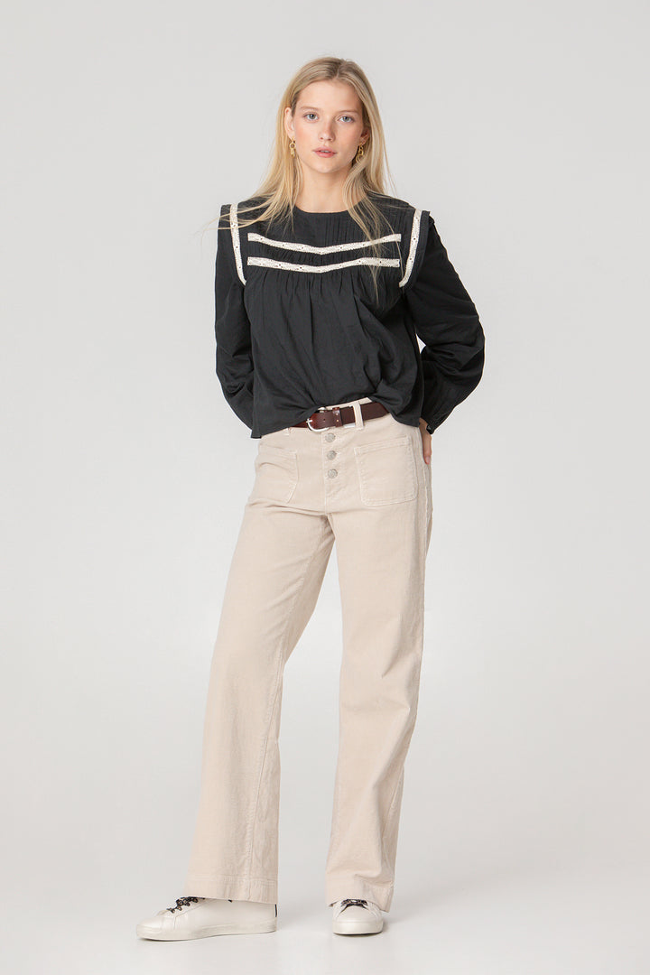 BLOUSE WITH CONTRAST DRAPELETS